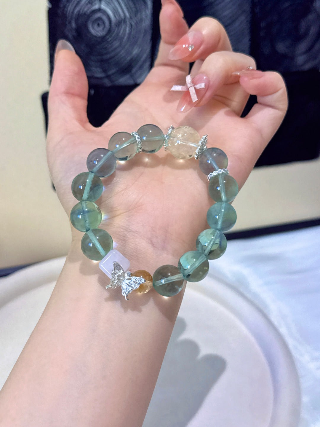▫️▪️ Green fluorite citrine bracelet
